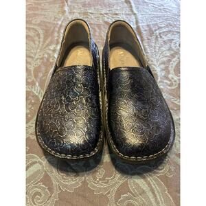 Alegria by PG Lite Women’s Slip-On Embossed Black Leather Comfort Shoes Size 7